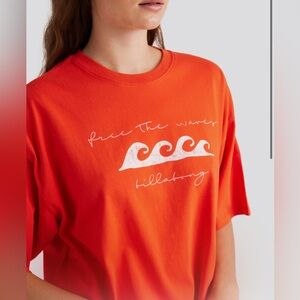 NWT Billabong Women's Bright Red Wave Tee